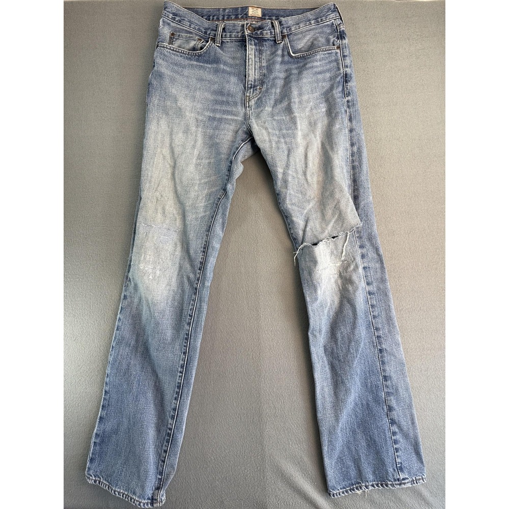 J.Crew Vintage Bootcut Jeans Mens 34x36 Med Wash Blue Distressed Denim Casual